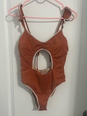 Victoria's Secret Copper Rust One-Piece Swimsuit with Cream Trim